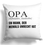 22Feels® Opa Geschenk - Kissen mit Spruch (Weiss 40x40cm)-Kissen Weiss 40x40-22Feels
