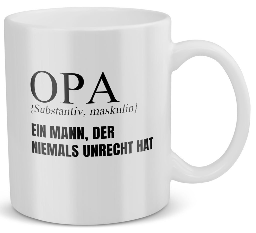 22Feels® Geschenk für Opas - Tasse mit Spruch: Definition - Ein Mann, der niemals unrecht hat (Weiss, 320ml)-Weisse Tasse 320ml-22Feels