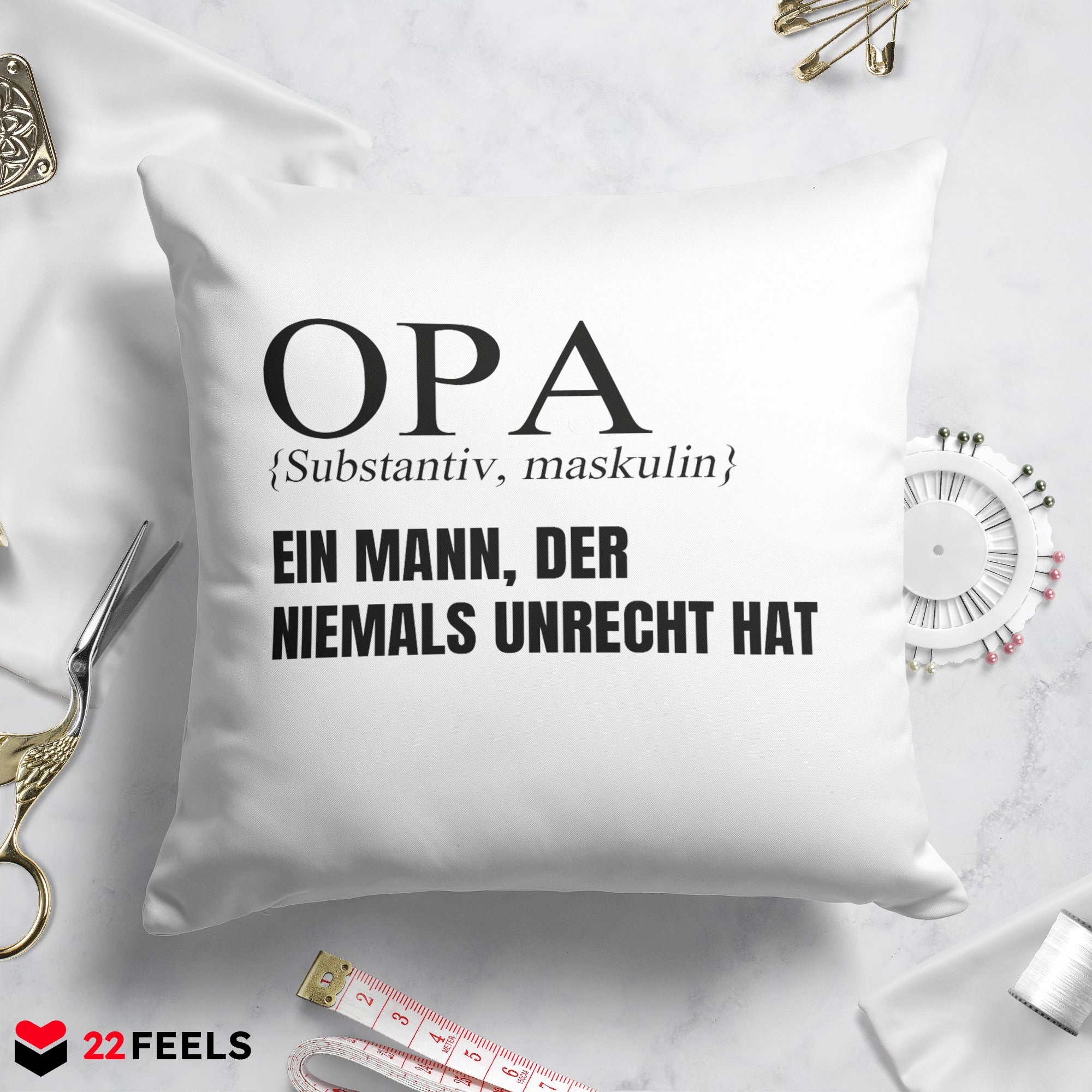 22Feels® Opa Geschenk - Kissen mit Spruch (Weiss 40x40cm)-Kissen Weiss 40x40-22Feels