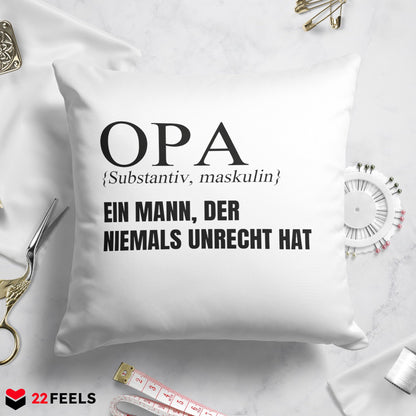 22Feels® Opa Geschenk - Kissen mit Spruch (Weiss 40x40cm)-Kissen Weiss 40x40-22Feels