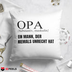 22Feels® Opa Geschenk - Kissen mit Spruch (Weiss 40x40cm)-Kissen Weiss 40x40-22Feels