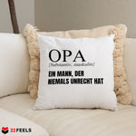 22Feels® Opa Geschenk - Kissen mit Spruch (Weiss 40x40cm)-Kissen Weiss 40x40-22Feels