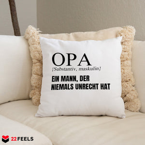 22Feels® Opa Geschenk - Kissen mit Spruch (Weiss 40x40cm)-Kissen Weiss 40x40-22Feels