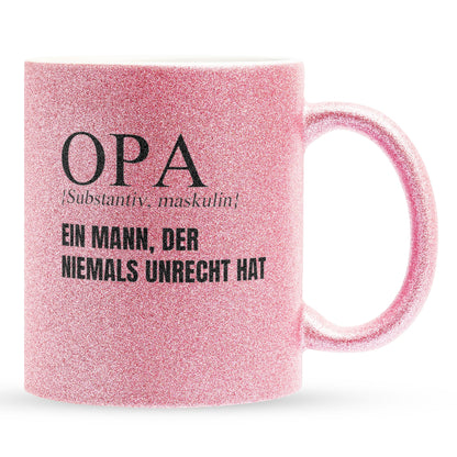 22Feels® Opa Geschenk - Glitzertasse mit Spruch (Pink, 320ml)-Glitzertasse Pink 320ml-22Feels