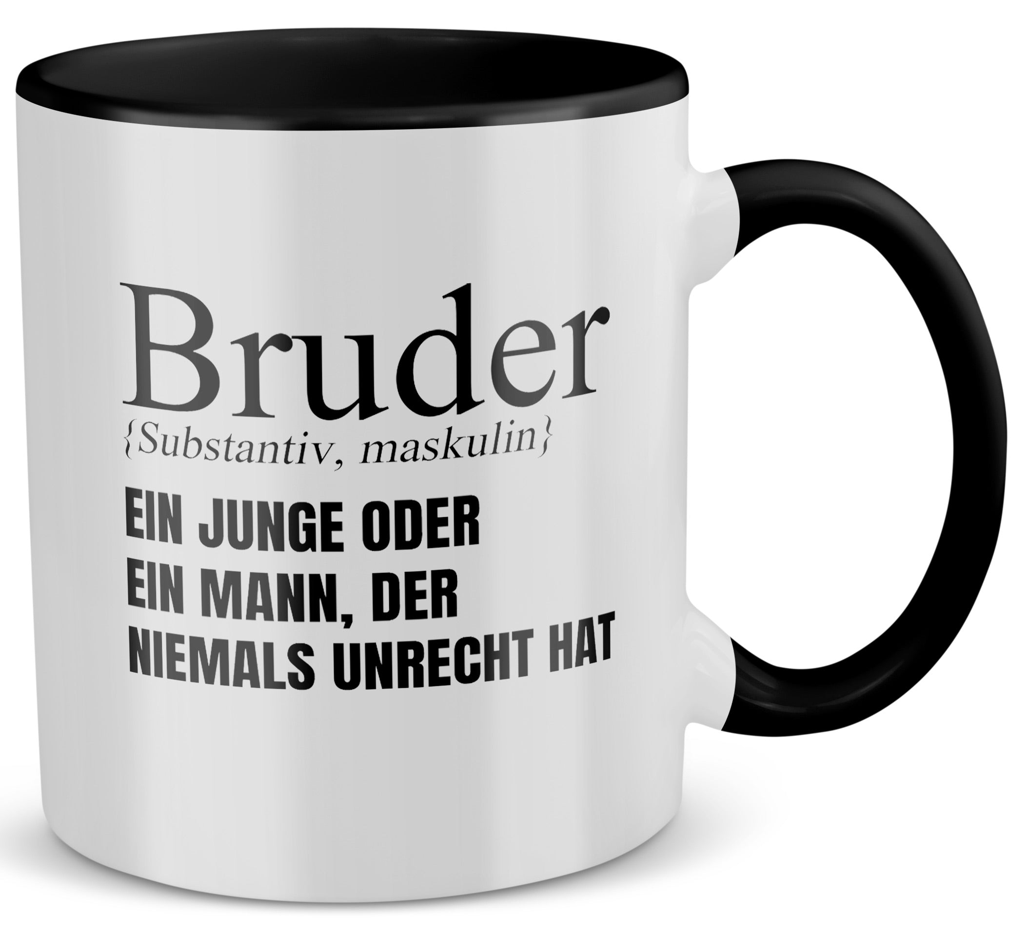 22Feels® Bruder Geschenk - Tasse mit Spruch (Weiss-Schwarz, 320ml)-TwoTone Tasse Weiss-Schwarz 320ml-22Feels