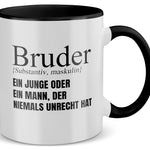 22Feels® Bruder Geschenk - Tasse mit Spruch (Weiss-Schwarz, 320ml)-TwoTone Tasse Weiss-Schwarz 320ml-22Feels