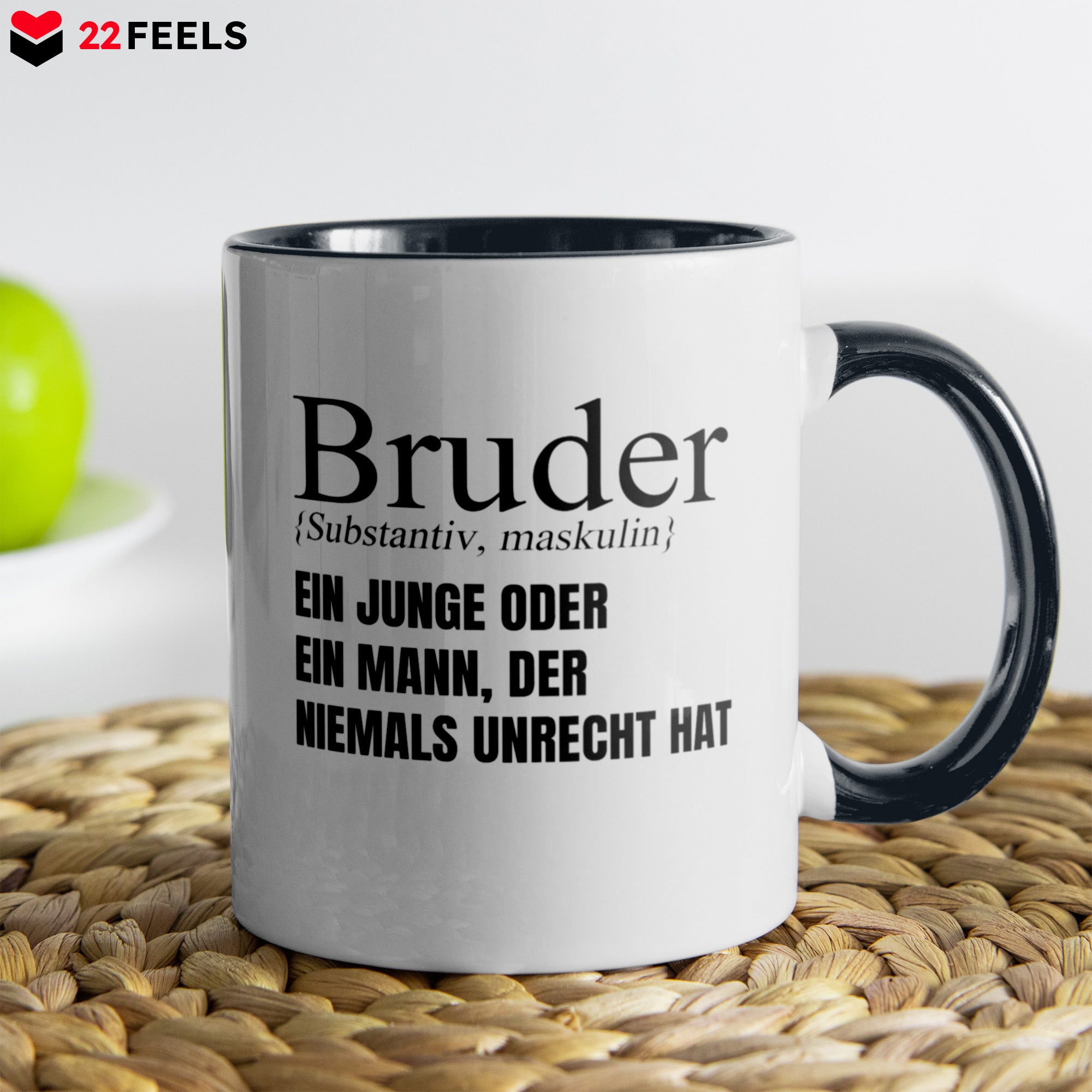 22Feels® Bruder Geschenk - Tasse mit Spruch (Weiss-Schwarz, 320ml)-TwoTone Tasse Weiss-Schwarz 320ml-22Feels