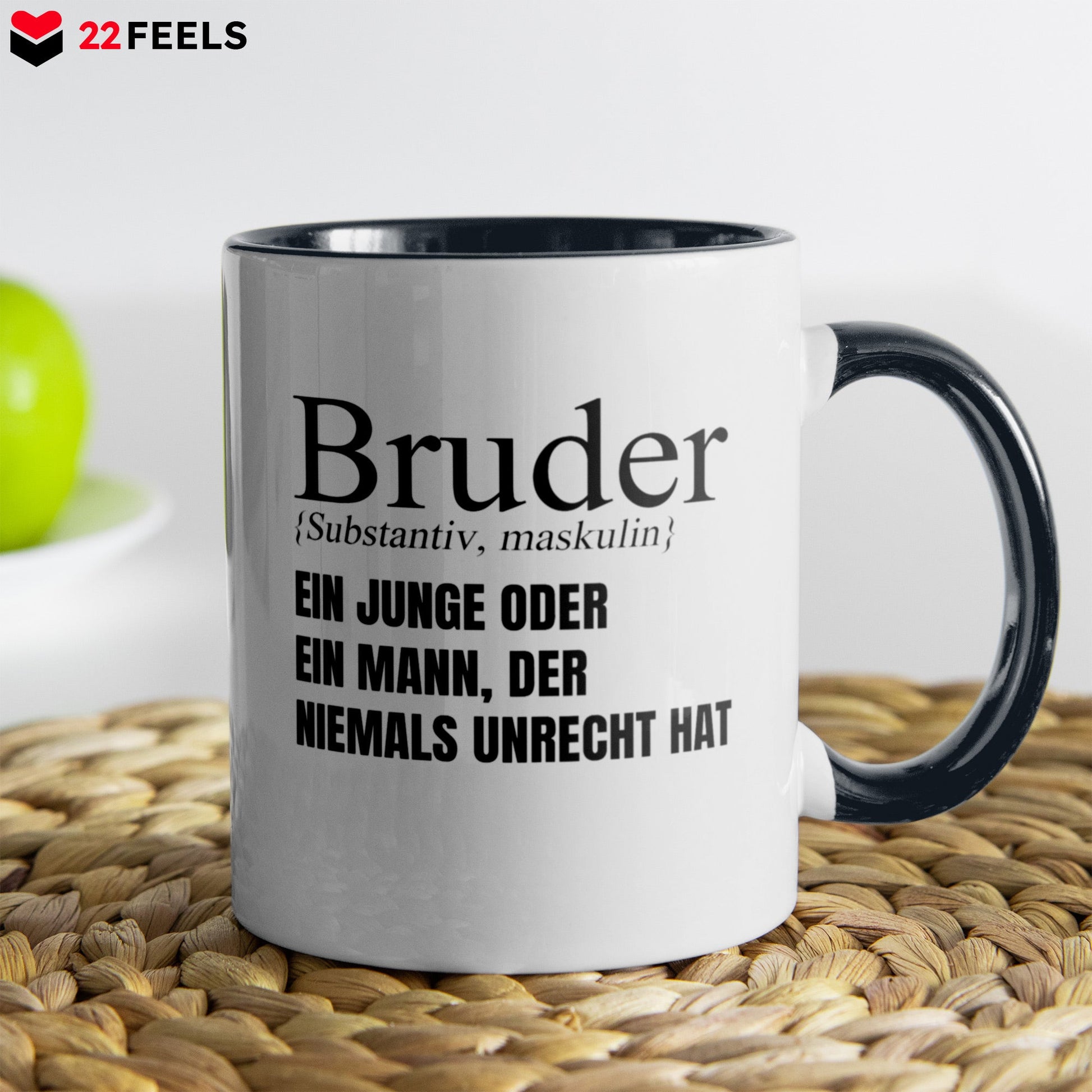 22Feels® Bruder Geschenk - Tasse mit Spruch (Weiss-Schwarz, 320ml)-TwoTone Tasse Weiss-Schwarz 320ml-22Feels