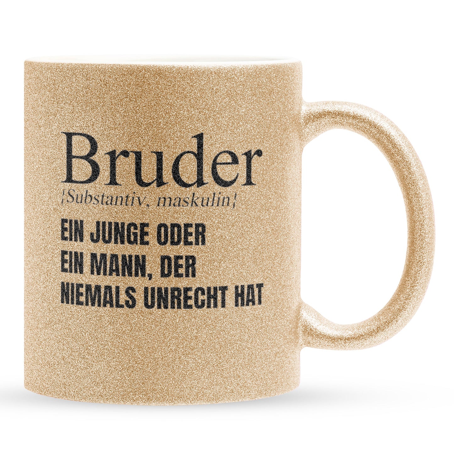 22Feels® Bruder Geschenk - Glitzertasse mit Spruch (Gold, 320ml)-Glitzertasse Gold 320ml-22Feels