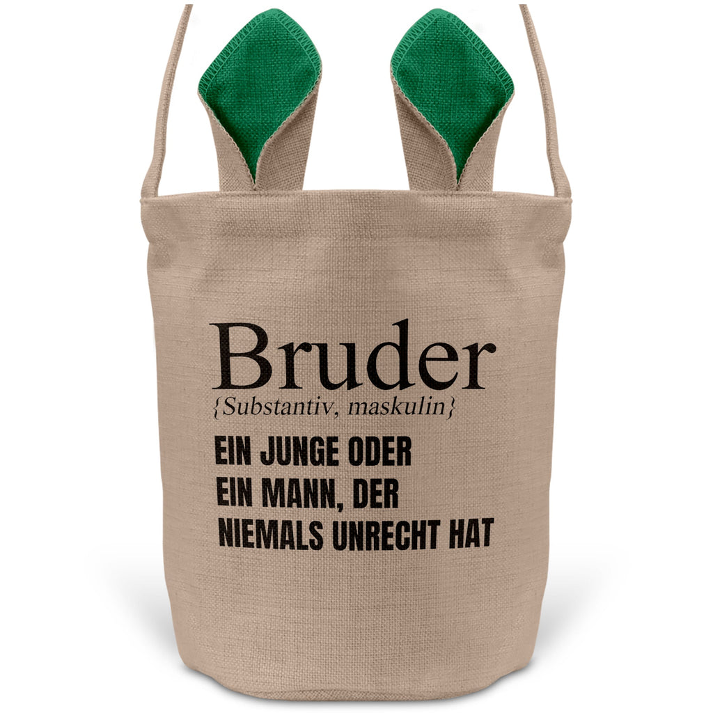 22Feels® Bruder Geschwister Osterkorb mit Henkel Ostergeschenk Tragetasche Ostern Deko Osternest Körbchen Hasenohren (Beige/Grün)-Ostern Tragetasche-22Feels