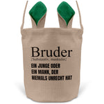 22Feels® Bruder Geschwister Osterkorb mit Henkel Ostergeschenk Tragetasche Ostern Deko Osternest Körbchen Hasenohren (Beige/Grün)-Ostern Tragetasche-22Feels