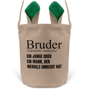 22Feels® Bruder Geschwister Osterkorb mit Henkel Ostergeschenk Tragetasche Ostern Deko Osternest Körbchen Hasenohren (Beige/Grün)-Ostern Tragetasche-22Feels