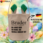 22Feels® Bruder Geschwister Osterkorb mit Henkel Ostergeschenk Tragetasche Ostern Deko Osternest Körbchen Hasenohren (Beige/Grün)-Ostern Tragetasche-22Feels