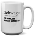 22Feels® Schwager Geschenk - XL Tasse mit Spruch (Weiss, 440ml)-Weisse XL Tasse 440ml-22Feels