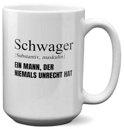 22Feels® Schwager Geschenk - XL Tasse mit Spruch (Weiss, 440ml)-Weisse XL Tasse 440ml-22Feels