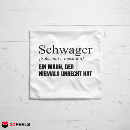 22Feels® Schwager Geschenk - Kissen mit Spruch (Weiss 40x40cm)-Kissen Weiss 40x40-22Feels