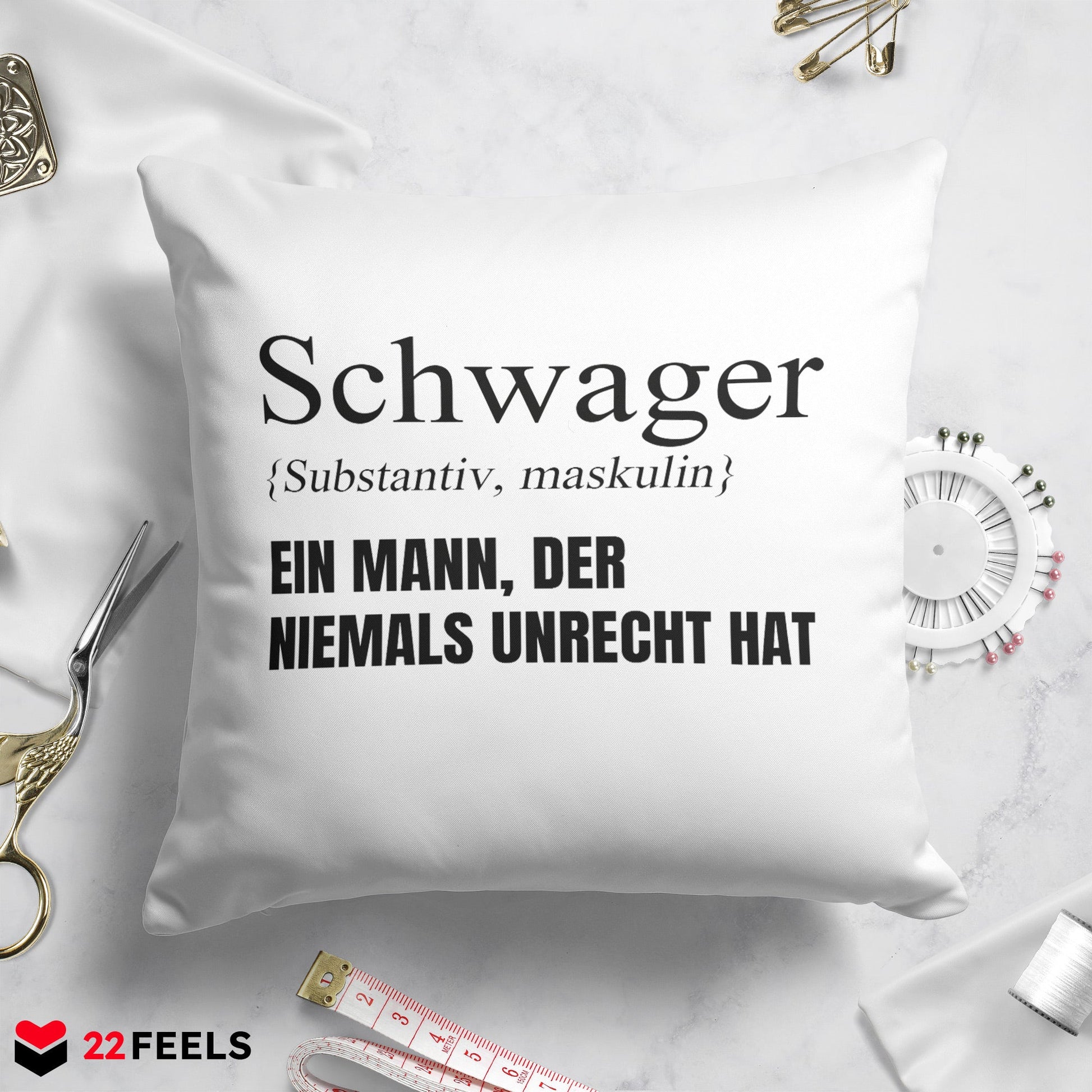 22Feels® Schwager Geschenk - Kissen mit Spruch (Weiss 40x40cm)-Kissen Weiss 40x40-22Feels