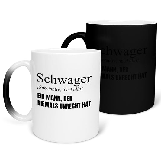 22Feels® Schwager Geschenk - Zaubertasse mit Spruch (Matt-Schwarz und Weiss, 320ml)-Farbwechsel Tasse Matt 320ml-22Feels