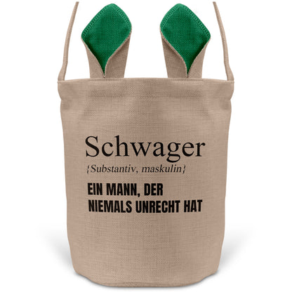22Feels® Schwager Osterkorb mit Henkel Ostergeschenk Tragetasche Ostern Deko Osternest Körbchen Hasenohren (Beige/Grün)-Ostern Tragetasche-22Feels