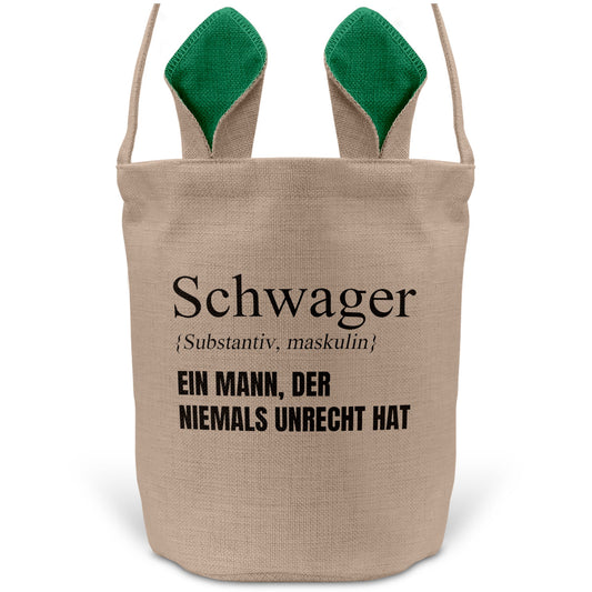 22Feels® Schwager Osterkorb mit Henkel Ostergeschenk Tragetasche Ostern Deko Osternest Körbchen Hasenohren (Beige/Grün)-Ostern Tragetasche-22Feels