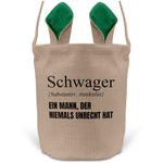22Feels® Schwager Osterkorb mit Henkel Ostergeschenk Tragetasche Ostern Deko Osternest Körbchen Hasenohren (Beige/Grün)-Ostern Tragetasche-22Feels