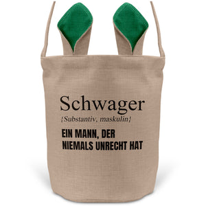 22Feels® Schwager Osterkorb mit Henkel Ostergeschenk Tragetasche Ostern Deko Osternest Körbchen Hasenohren (Beige/Grün)-Ostern Tragetasche-22Feels
