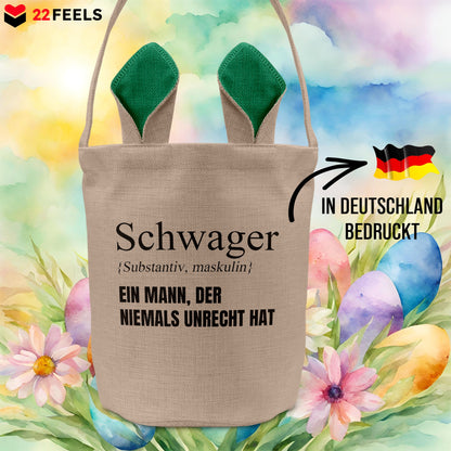 22Feels® Schwager Osterkorb mit Henkel Ostergeschenk Tragetasche Ostern Deko Osternest Körbchen Hasenohren (Beige/Grün)-Ostern Tragetasche-22Feels