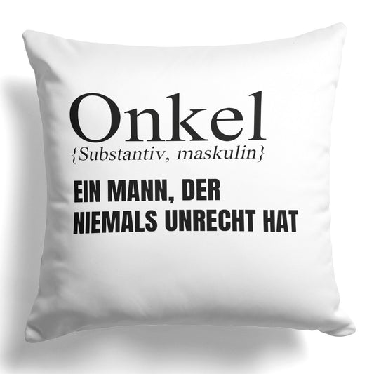 22Feels® Onkel Geschenk - Kissen mit Spruch (Weiss 40x40cm)-Kissen Weiss 40x40-22Feels