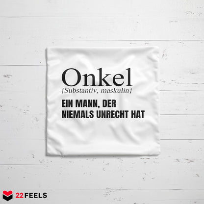 22Feels® Onkel Geschenk - Kissen mit Spruch (Weiss 40x40cm)-Kissen Weiss 40x40-22Feels