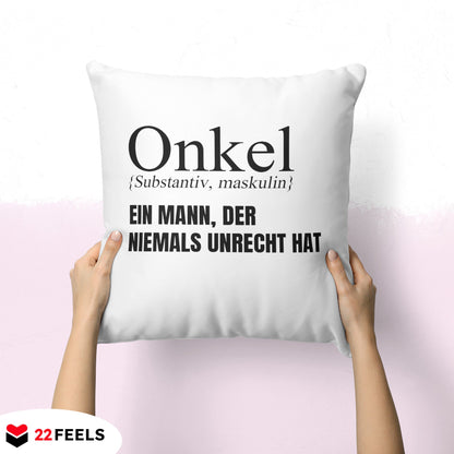 22Feels® Onkel Geschenk - Kissen mit Spruch (Weiss 40x40cm)-Kissen Weiss 40x40-22Feels