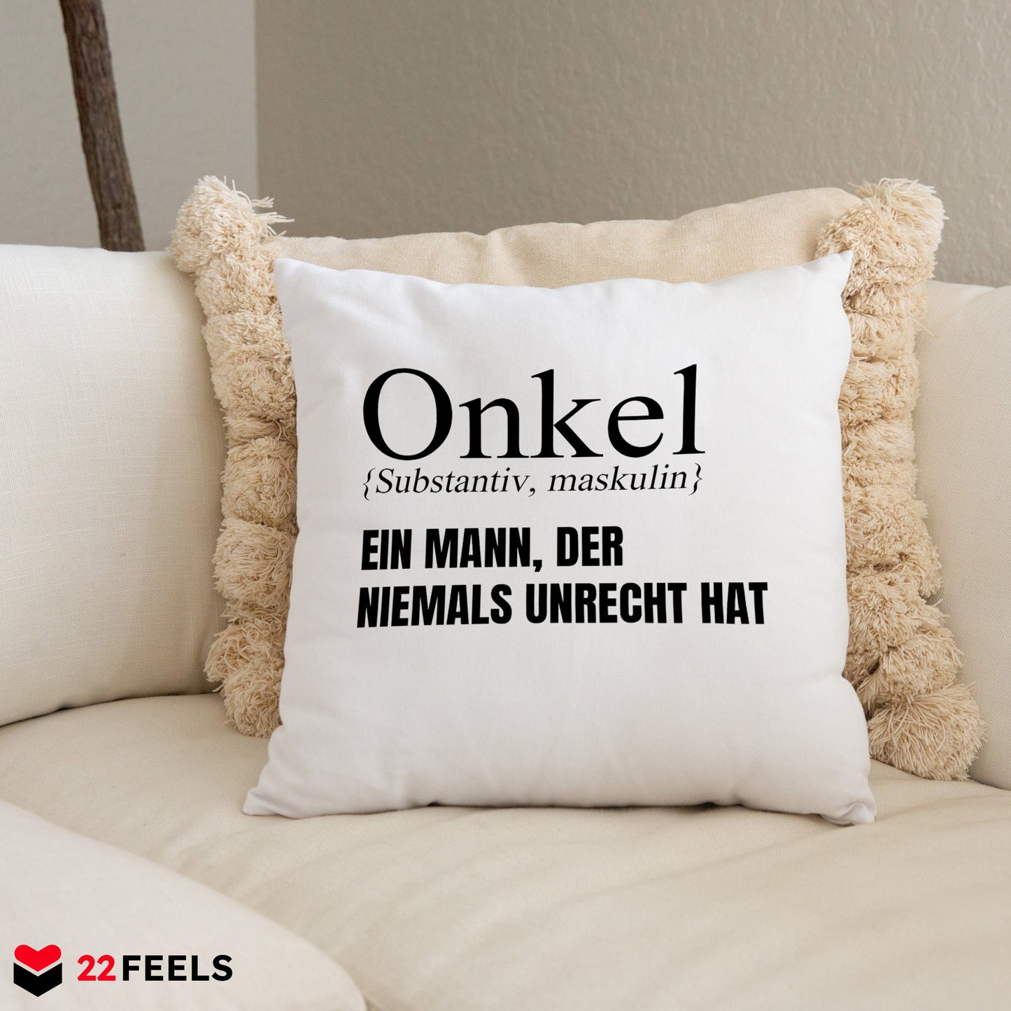 22Feels® Onkel Geschenk - Kissen mit Spruch (Weiss 40x40cm)-Kissen Weiss 40x40-22Feels