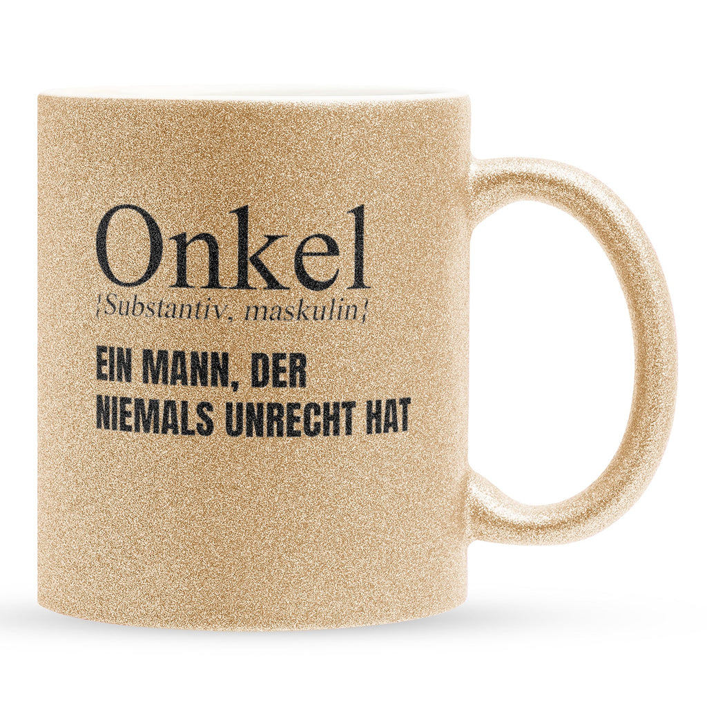 22Feels® Onkel Geschenk - Glitzertasse mit Spruch (Gold, 320ml)-Glitzertasse Gold 320ml-22Feels