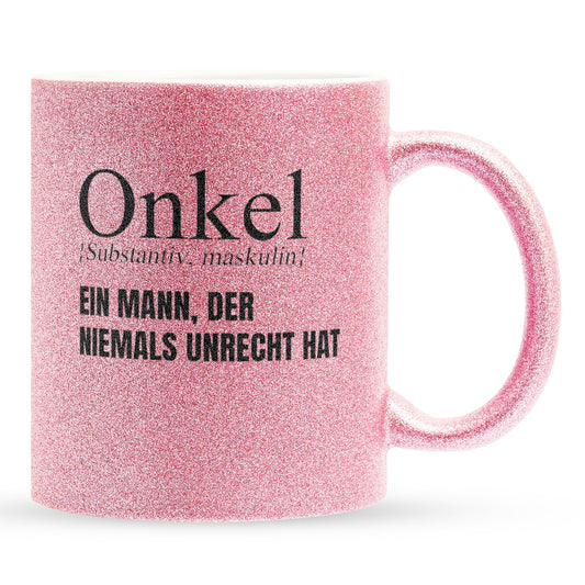 22Feels® Onkel Geschenk - Glitzertasse mit Spruch (Pink, 320ml)-Glitzertasse Pink 320ml-22Feels