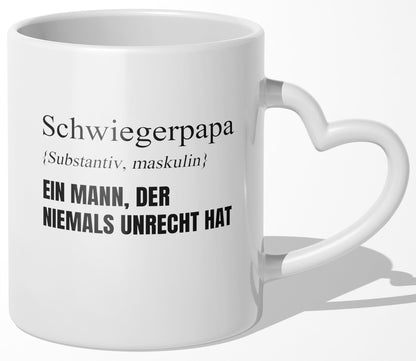 22Feels® Schwiegervater Geschenk - Tasse mit Spruch (Herzhenkel, Weiss, 320ml)-Tasse Weiss Herzhenkel 320ml-22Feels