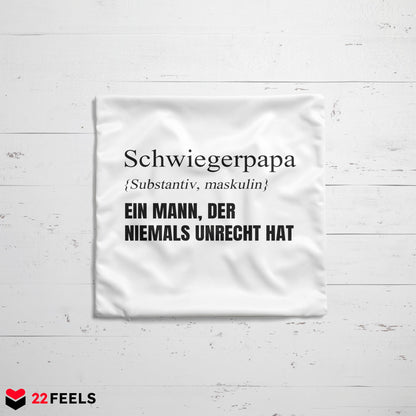 22Feels® Schwiegerpapa Geschenk - Kissen mit Spruch (Weiss 40x40cm)-Kissen Weiss 40x40-22Feels