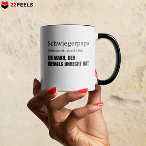 22Feels® Schwiegerpapa Geschenk - Tasse mit Spruch (Weiss-Schwarz, 320ml)-TwoTone Tasse Weiss-Schwarz 320ml-22Feels