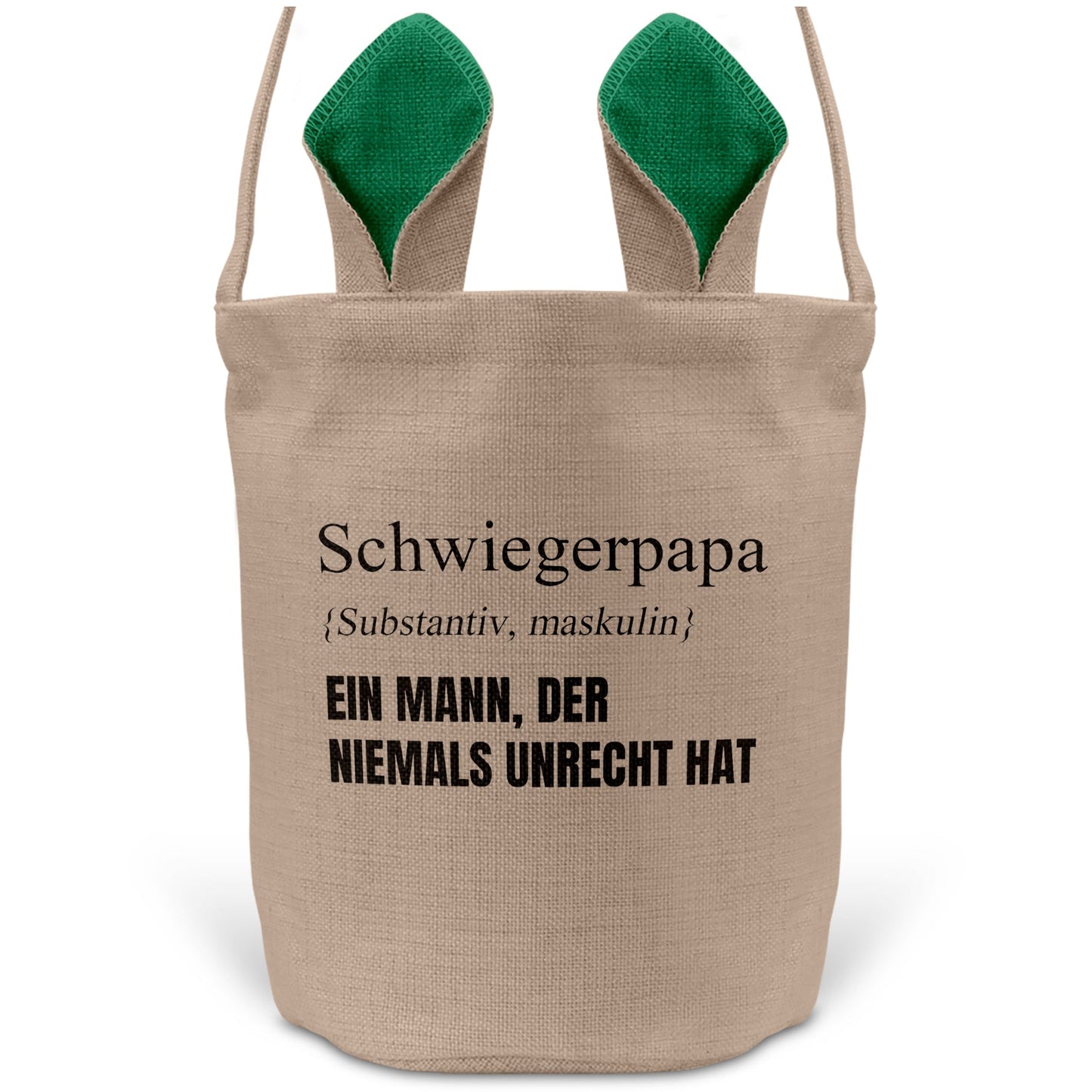 22Feels® Schwiegerpapa Osterkorb mit Henkel Ostergeschenk Tragetasche Ostern Deko Osternest Körbchen Hasenohren (Beige/Grün)-Ostern Tragetasche-22Feels
