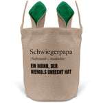 22Feels® Schwiegerpapa Osterkorb mit Henkel Ostergeschenk Tragetasche Ostern Deko Osternest Körbchen Hasenohren (Beige/Grün)-Ostern Tragetasche-22Feels