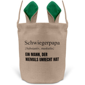 22Feels® Schwiegerpapa Osterkorb mit Henkel Ostergeschenk Tragetasche Ostern Deko Osternest Körbchen Hasenohren (Beige/Grün)-Ostern Tragetasche-22Feels