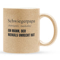 22Feels® Schwiegerpapa Geschenk - Glitzertasse mit Spruch (Gold, 320ml)-Glitzertasse Gold 320ml-22Feels