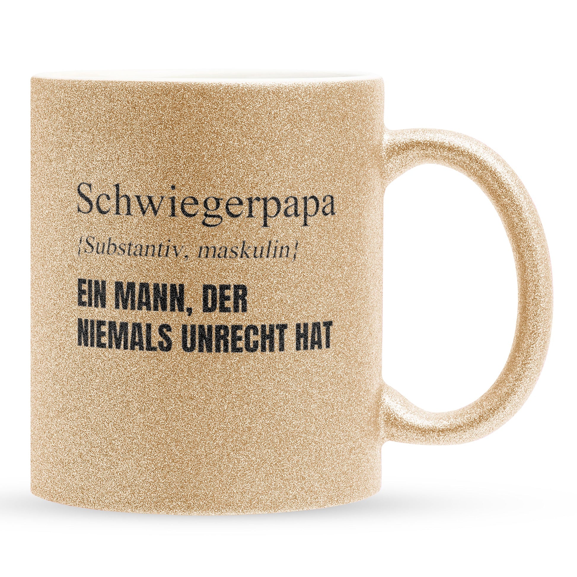 22Feels® Schwiegerpapa Geschenk - Glitzertasse mit Spruch (Gold, 320ml)-Glitzertasse Gold 320ml-22Feels
