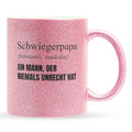22Feels® Schwiegerpapa Geschenk - Glitzertasse mit Spruch (Pink, 320ml)-Glitzertasse Pink 320ml-22Feels