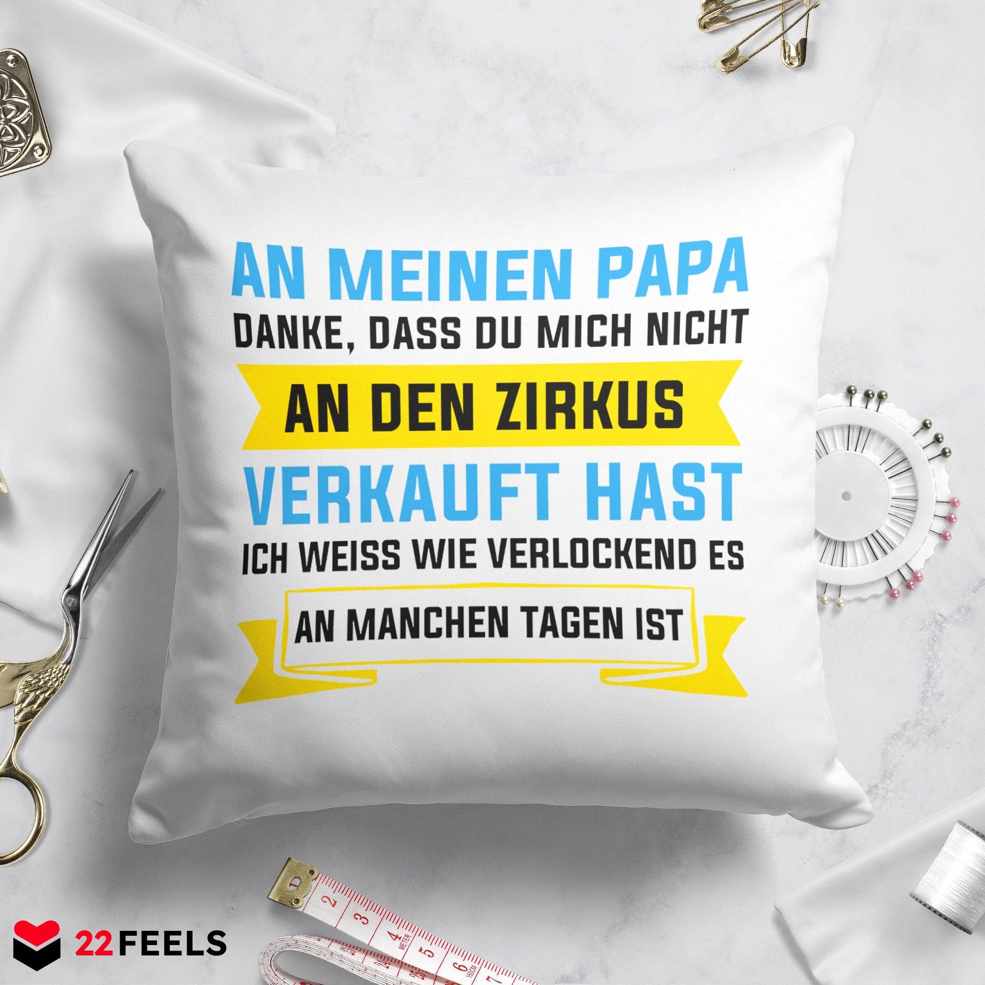 22Feels® Papa Geschenk - Kissen mit Spruch (Weiss 40x40cm)-Kissen Weiss 40x40-22Feels