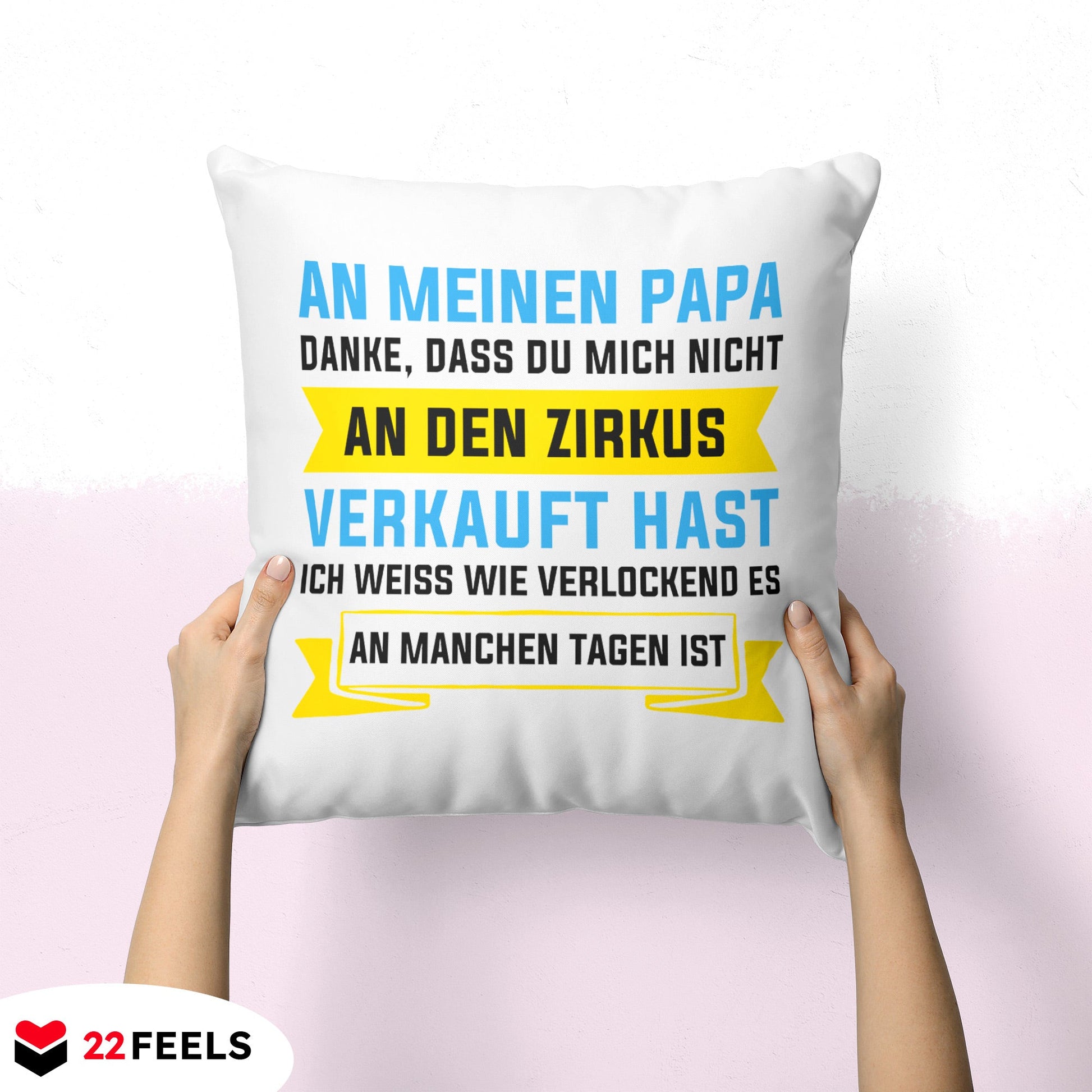 22Feels® Papa Geschenk - Kissen mit Spruch (Weiss 40x40cm)-Kissen Weiss 40x40-22Feels
