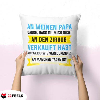 22Feels® Papa Geschenk - Kissen mit Spruch (Weiss 40x40cm)-Kissen Weiss 40x40-22Feels