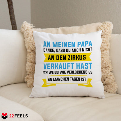 22Feels® Papa Geschenk - Kissen mit Spruch (Weiss 40x40cm)-Kissen Weiss 40x40-22Feels