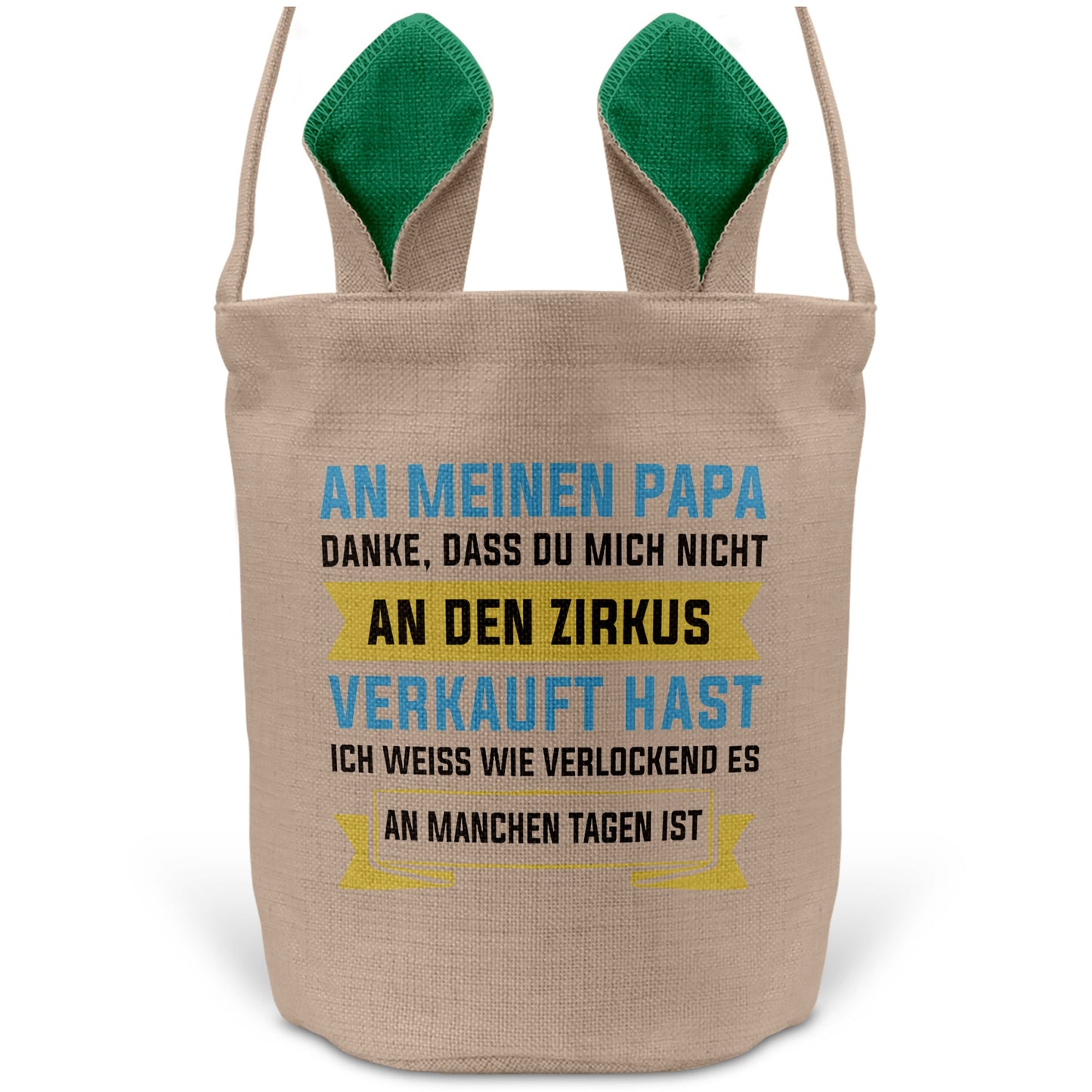 22Feels® Papa Osterkorb Vater mit Henkel Ostergeschenk Tragetasche Ostern Deko Osternest Körbchen Hasenohren (Beige/Grün)-Ostern Tragetasche-22Feels
