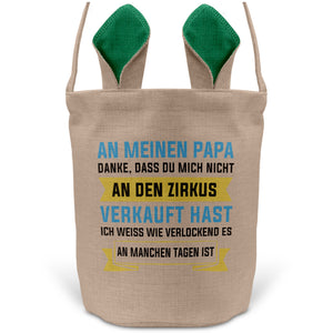 22Feels® Papa Osterkorb Vater mit Henkel Ostergeschenk Tragetasche Ostern Deko Osternest Körbchen Hasenohren (Beige/Grün)-Ostern Tragetasche-22Feels