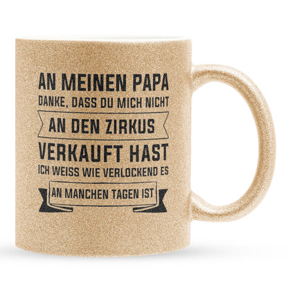 22Feels® Papa Geschenk - Glitzertasse mit Spruch (Gold, 320ml)-Glitzertasse Gold 320ml-22Feels