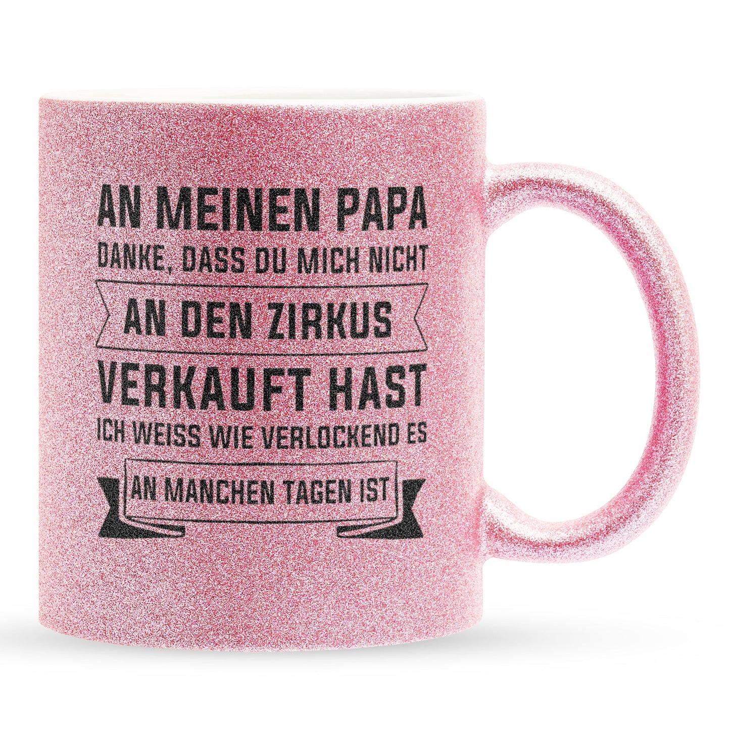 22Feels® Papa Geschenk - Glitzertasse mit Spruch (Pink, 320ml)-Glitzertasse Pink 320ml-22Feels
